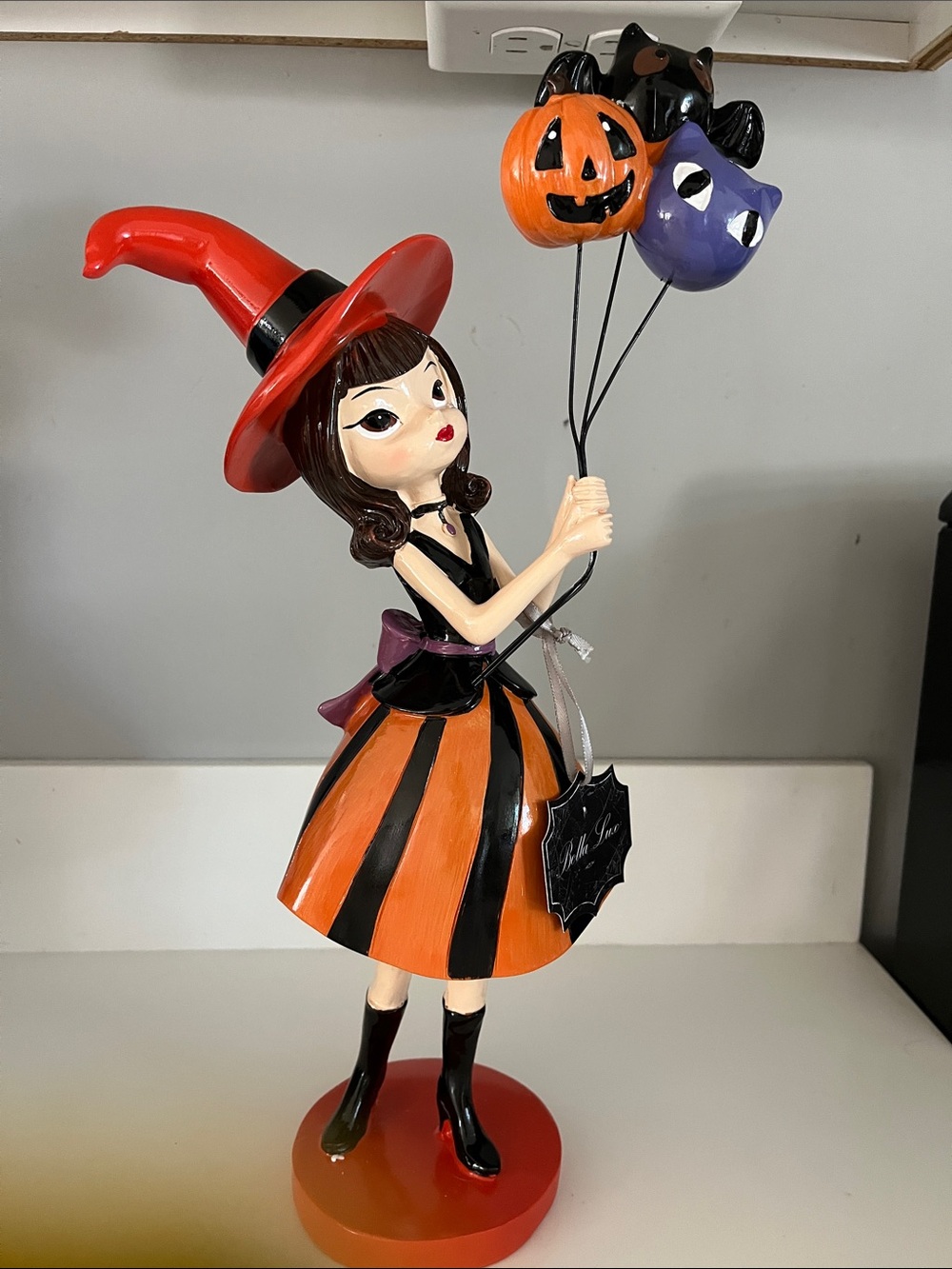 Bella Luxx Orange Black Witch Girl Halloween Figurine